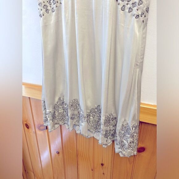 ZARA SHORT EMBROIDERED DRESS PEARL GRAY SZ S - Picture 8 of 10